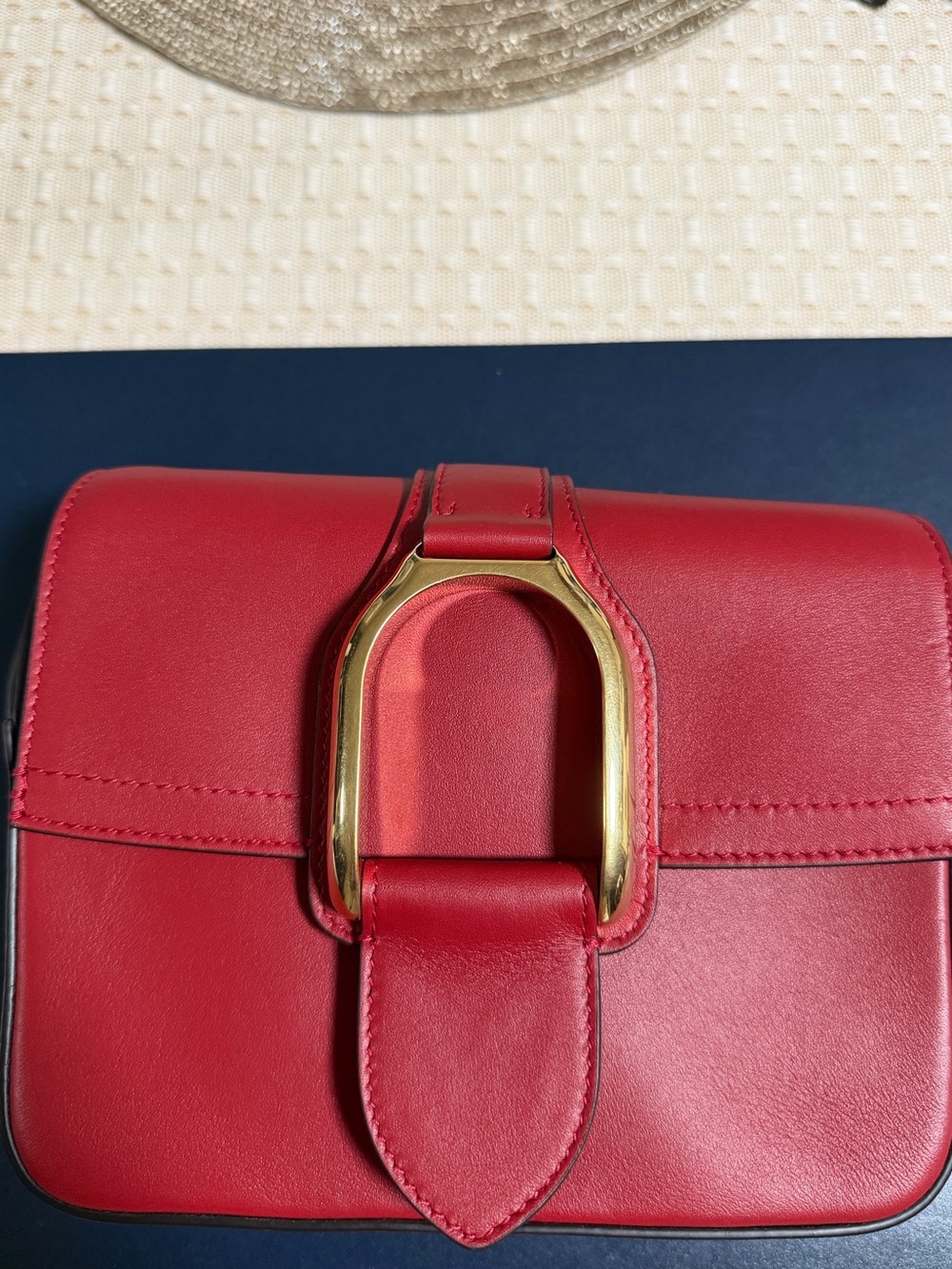 Wellington Ralph Lauren Red Leather Shoulder Bag with Gold Hardware - Picture 8 of 8
